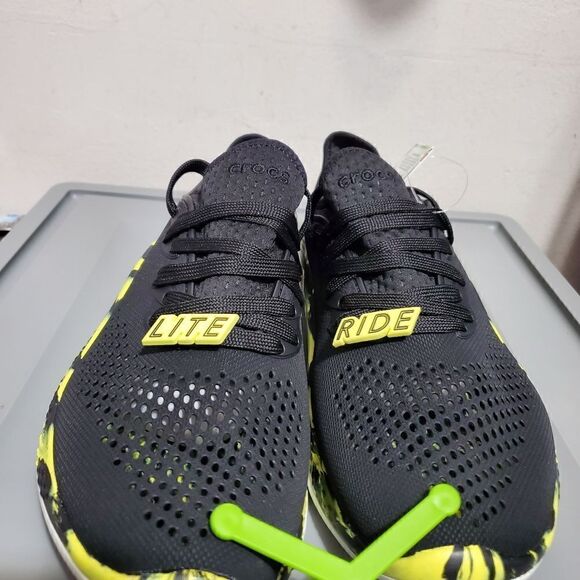 Crocs Men's Sz 9 LiteRide 360 Marbled Pacer Shoes 207633-02K Black/Yellow NWT - Picture 5 of 15